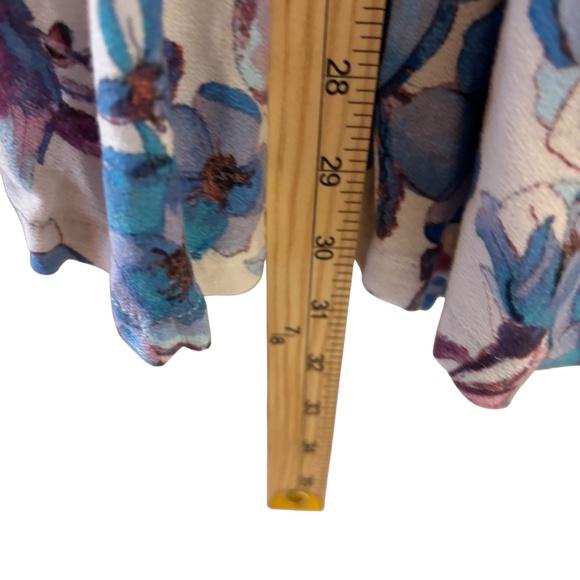 Free People Blue Floral Long Sleeve Keyhole Mini Dress Size 6 Boho festival fall - Picture 12 of 15